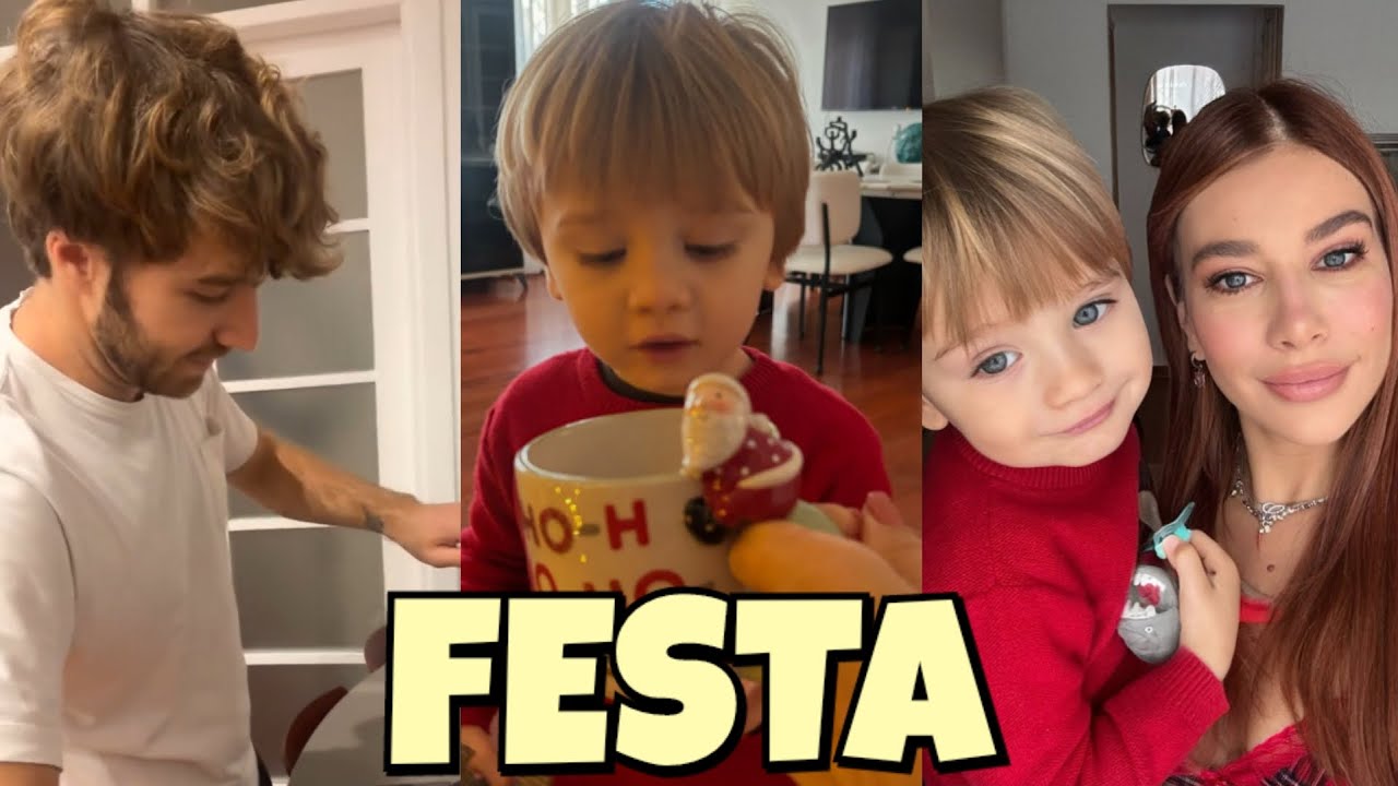 Clizia Incorvaia sulle giostre con Gabriele e Paolo Ciavarro cucina e casa addobbata a festa