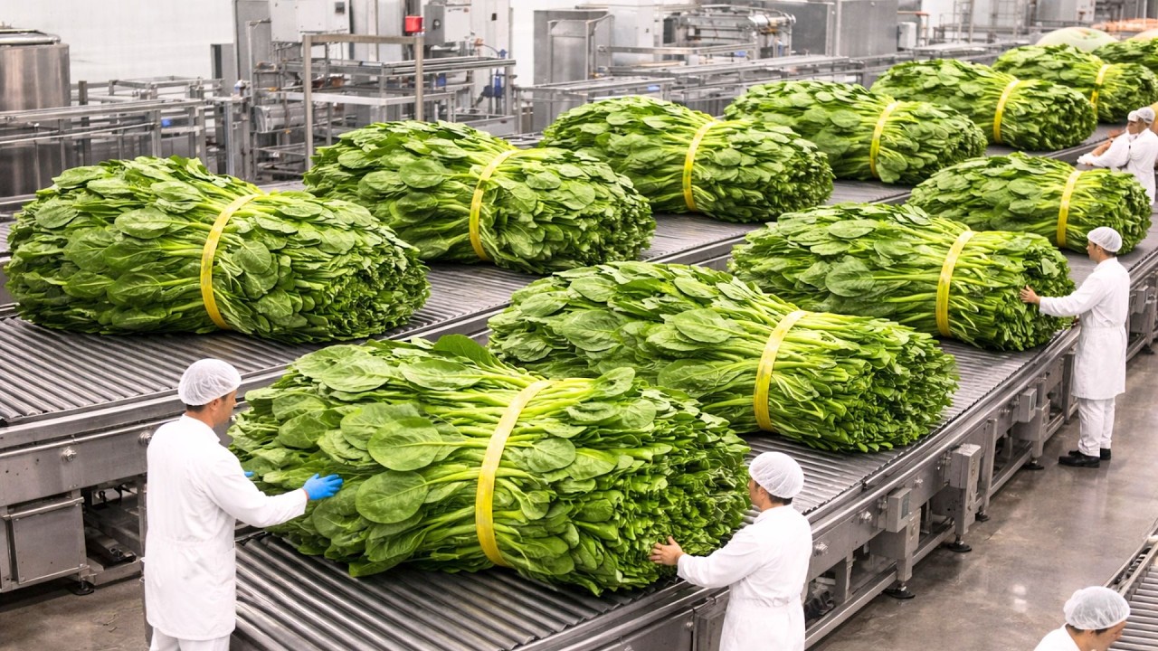 Inside the Spinach Processing Factory: From Farm to Bag | Industrial Automation