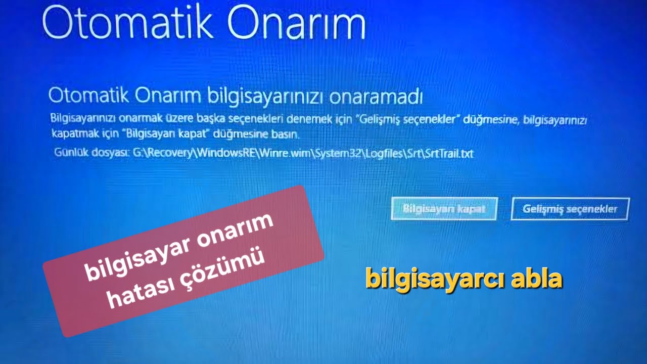 Bilgisayar Onarım Hatası ve Çözümü (mavi ekran error)