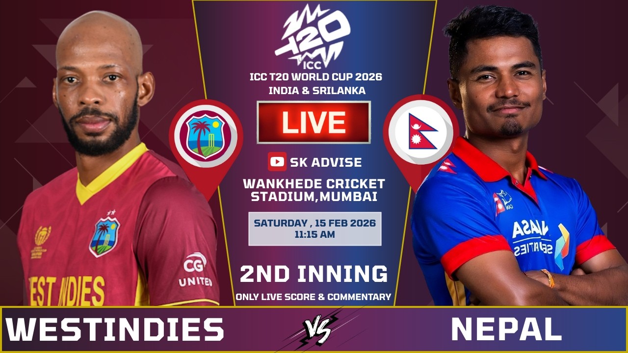 NEPAL VS Westindies 25TH MATCH LIVE SCORE & COMMENTARY || T20 WORLD CUP  | NEP vs Wi 2nd Inning