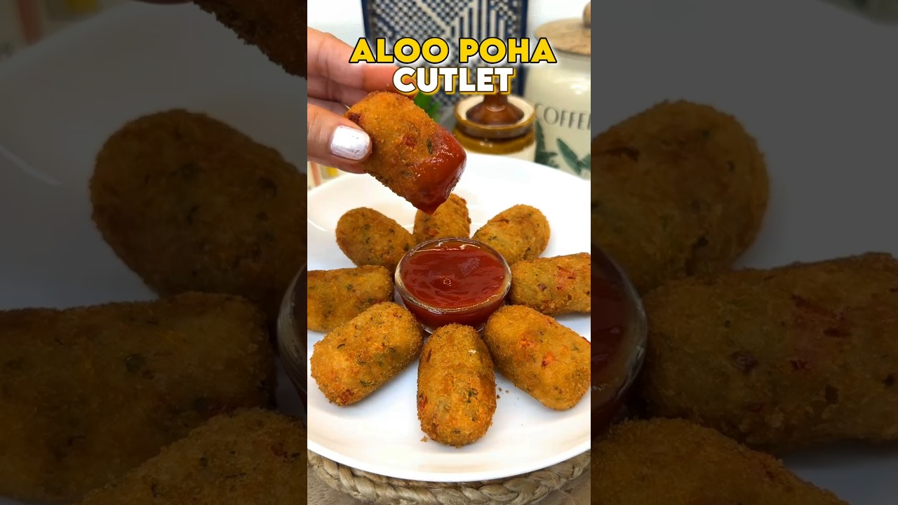 Aloo Poha Cutlet - Best starter Recipe of Houseparty #cutlet #aloo #poha #veges #nashta #tikki #nug