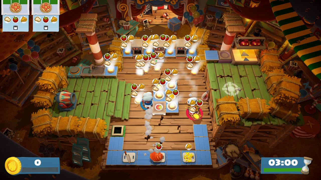 Overcooked 2 - CARNIVAL OF CHAOS DLC - Level 1-2 | 2 Player COOP 4 STAR