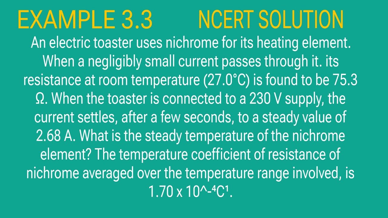 An electric toaster uses nichrome for its heating element. When a negligibly small current passes th