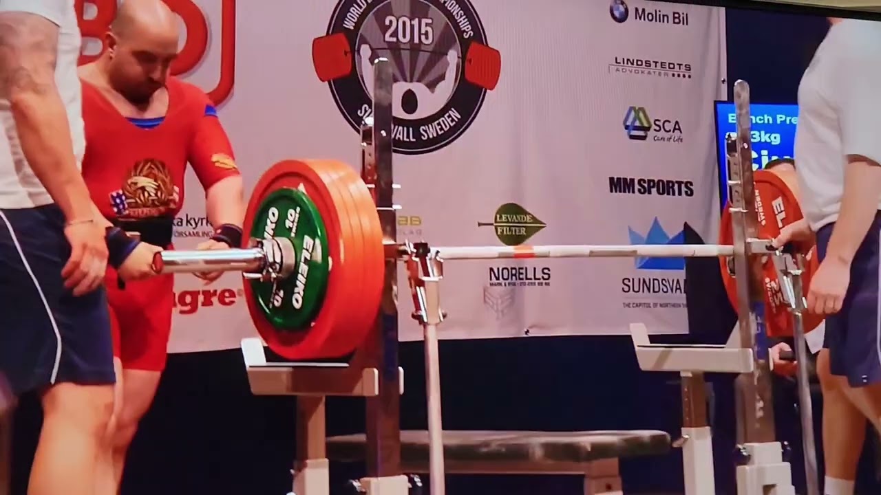 540lb Bench Press 2015 IPF Bench Worlds Sweden 2nd attempt. Good lift. 