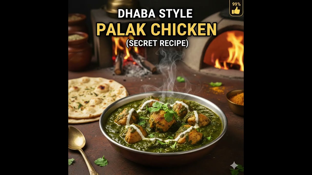 Dhaba style Palak chicken #Palak chicken # Chicken recipe