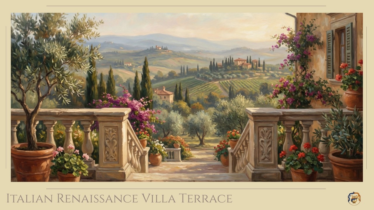 Italian Renaissance Villa Terrace Ambience | Classical Music for Studying & Relaxation (4K)