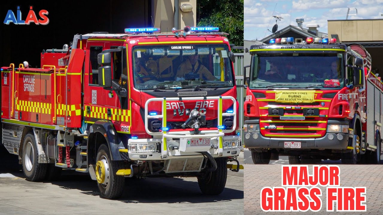 *GRASS FIRE* CFA // FRV - Caroline Springs Tanker 1 & P55 - Code 1 Turnout | 2nd Alarm, Mt Cottrell