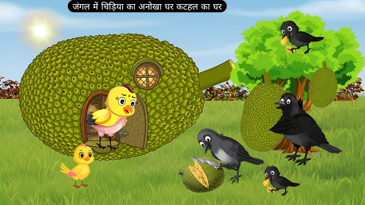 जंगल में चिड़िया का अनोखा घर कटहल का घर | Birds Cartoon | Moral storys | 