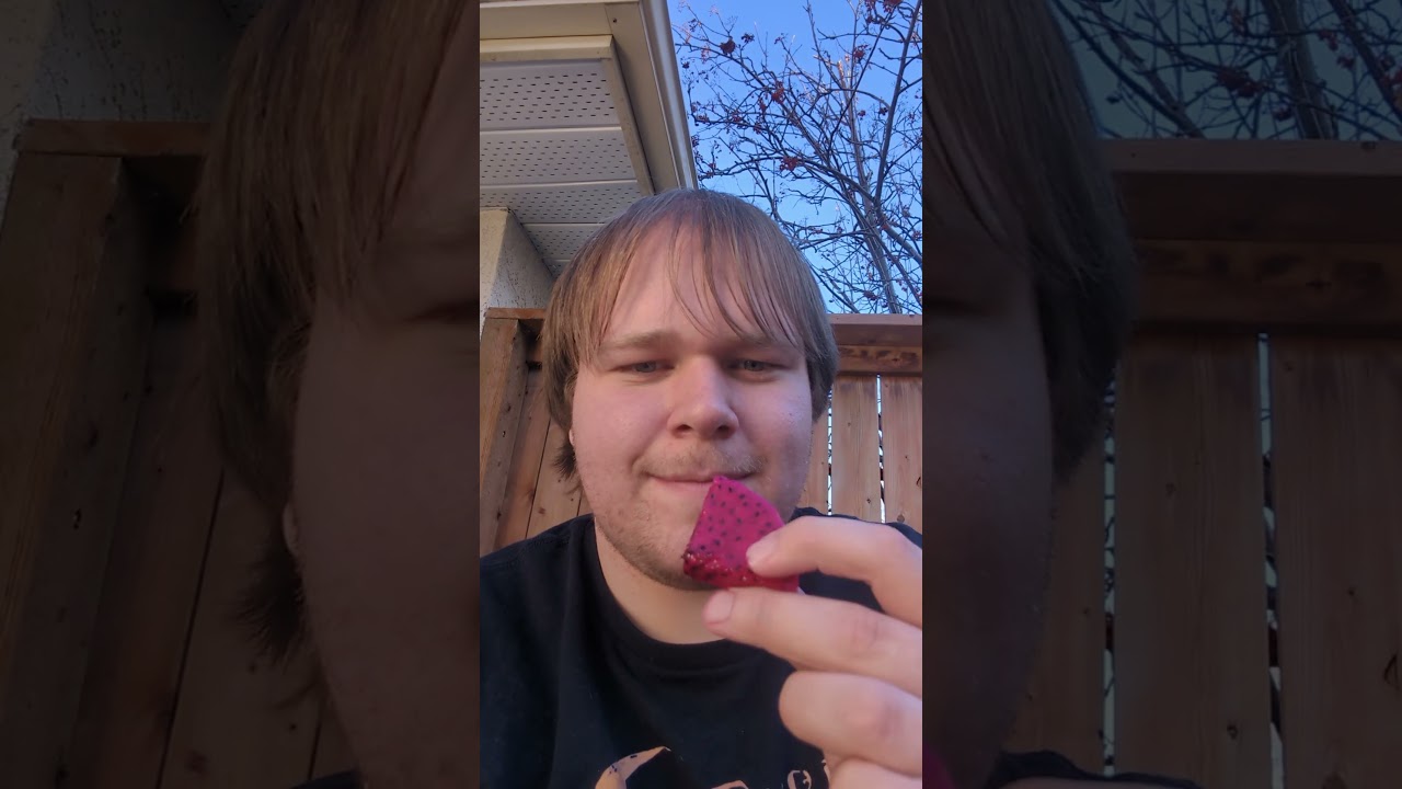 Tasting red dragon fruit for the first time!