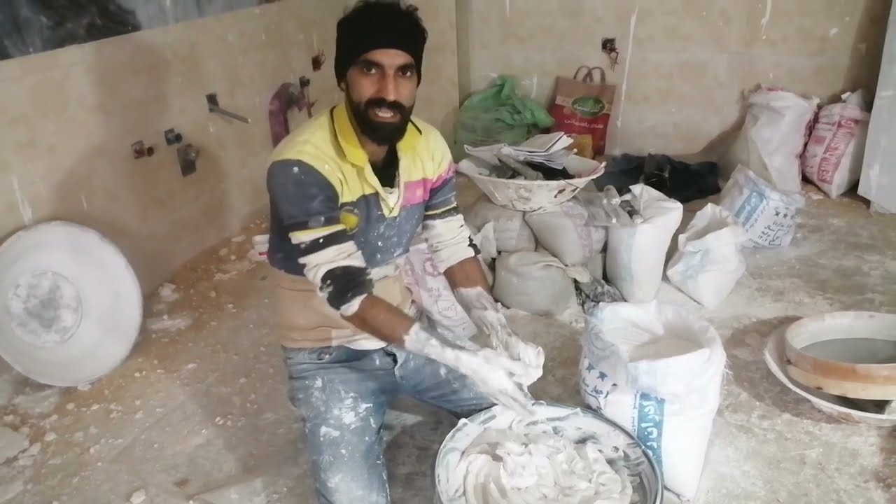صفر تا صد آموزش ساخت گچ کُشته/#گچ_کاری#plastering  @اُستا_یاسین_شمالی