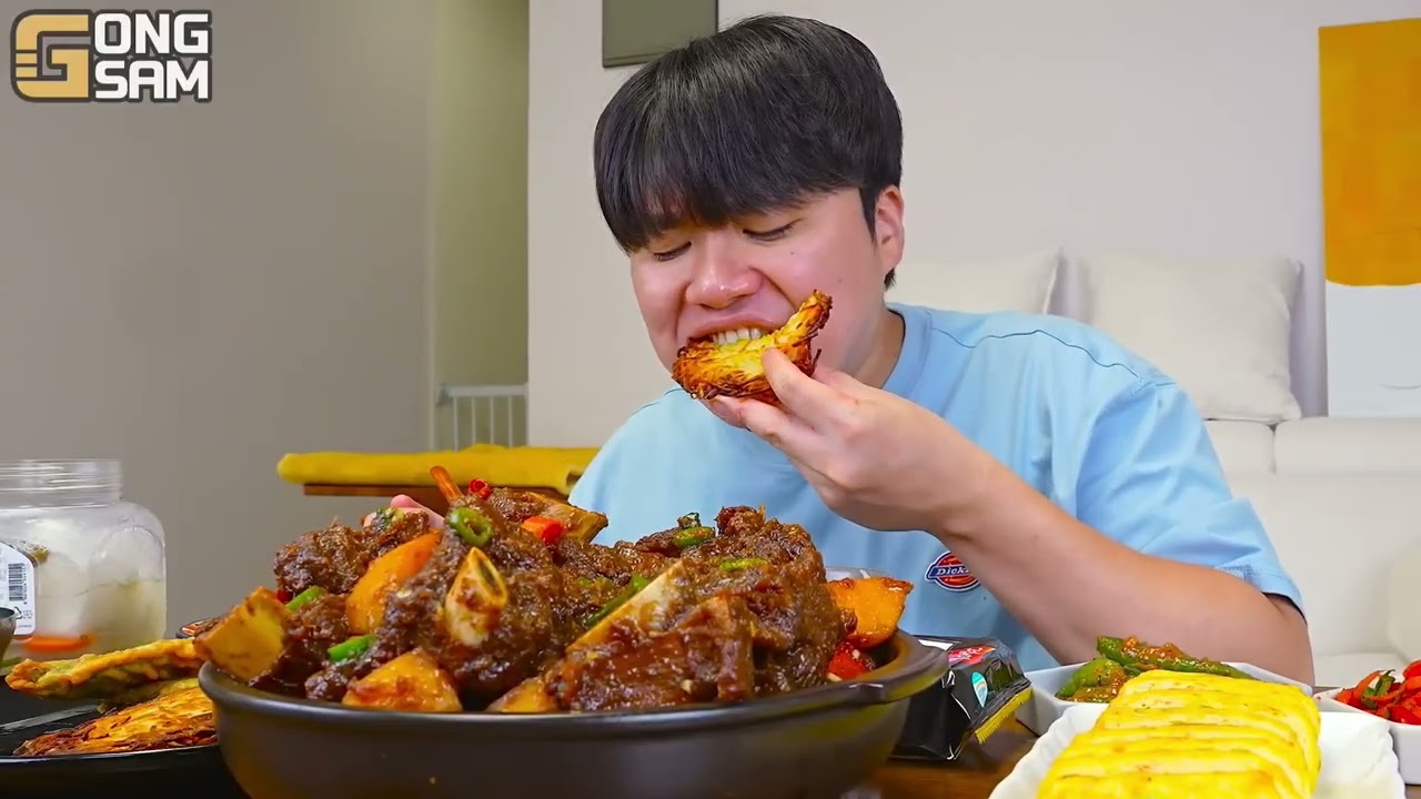 ASMR MUKBANG | Huge Beef Galbi-jjim, kimchi, korean home meal recipe ! eating