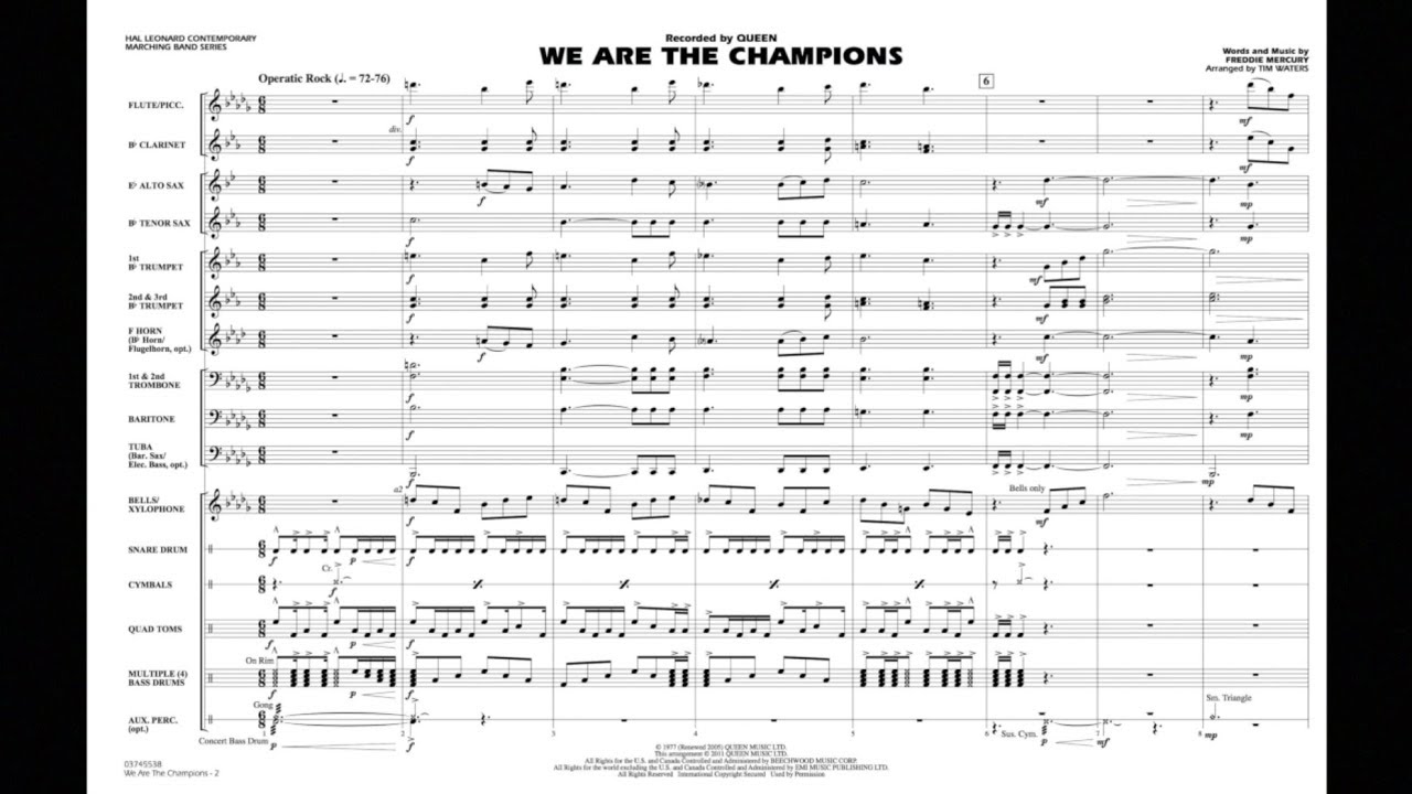 We Are the Champions by Freddie Mercury/arr. Tim Waters