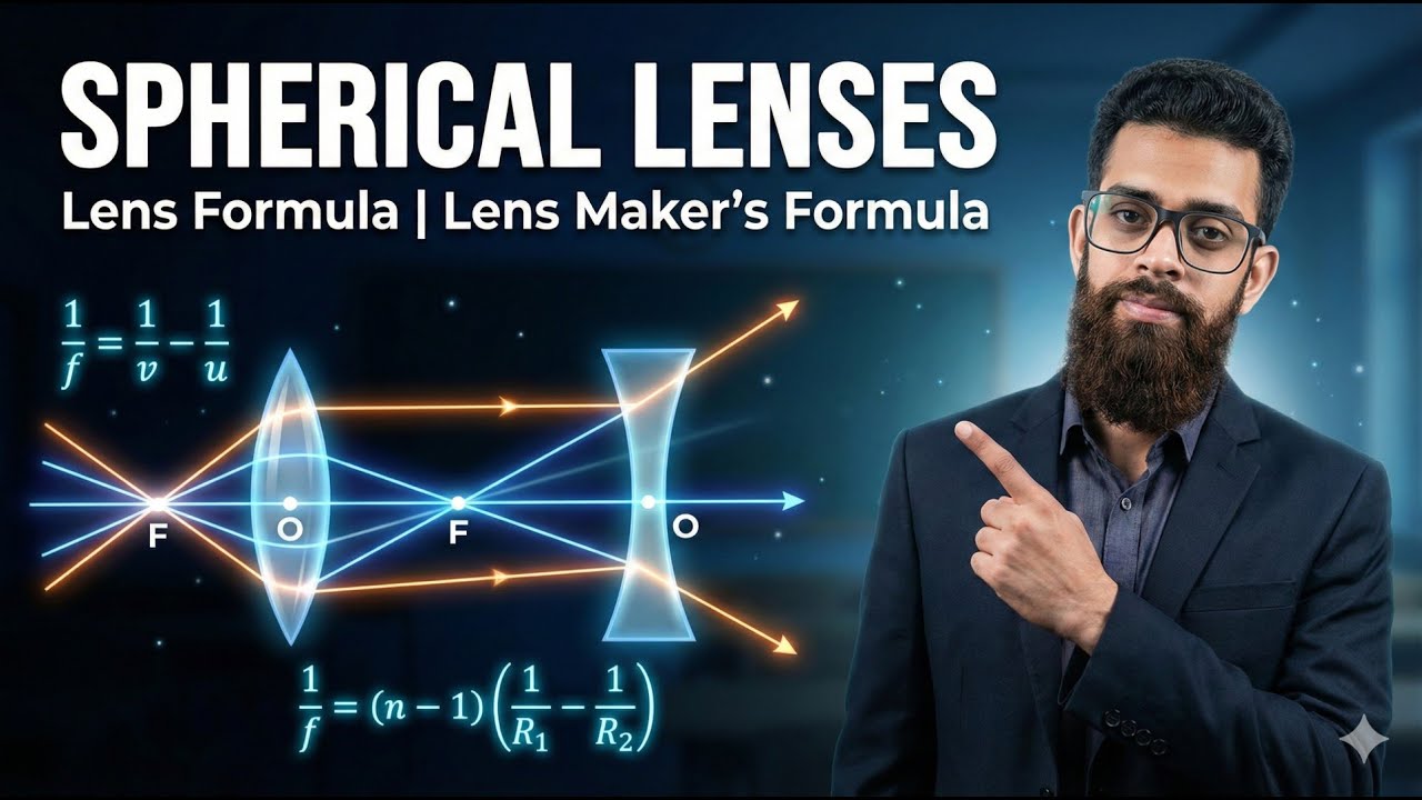 Spherical Lenses | Lens Formula & Lens Maker’s Formula |Mashood Sir| Class 12 Physics