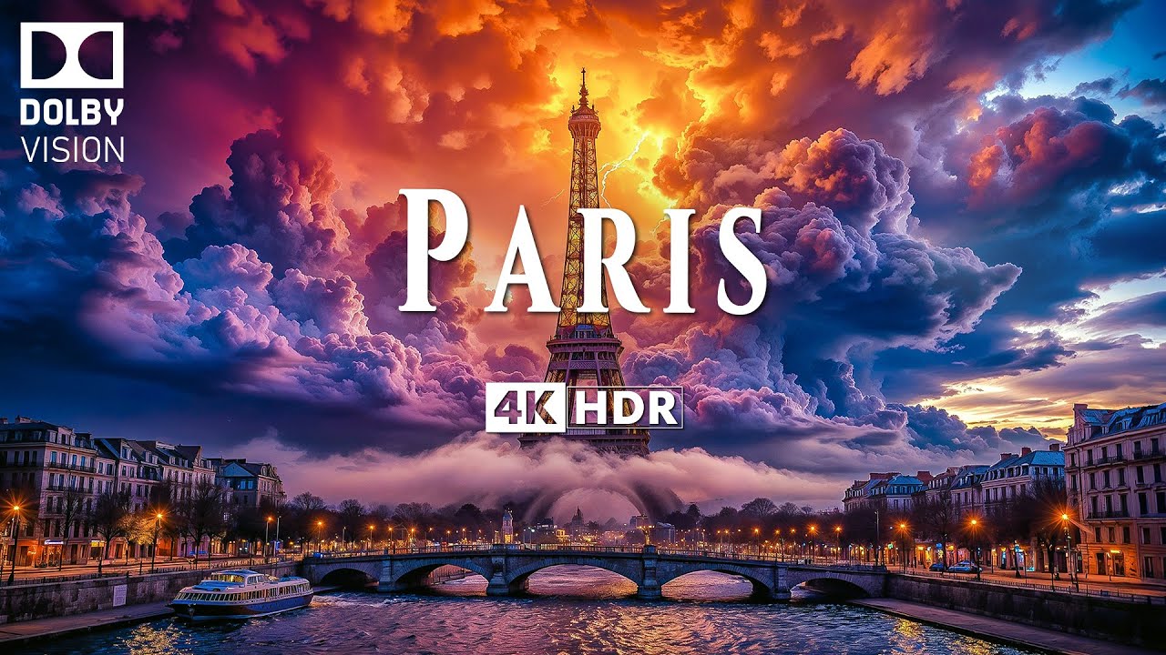 ПАРИЖ 4K ULTRA HD [60 кадров в секунду] • Пролетайте над городом огней