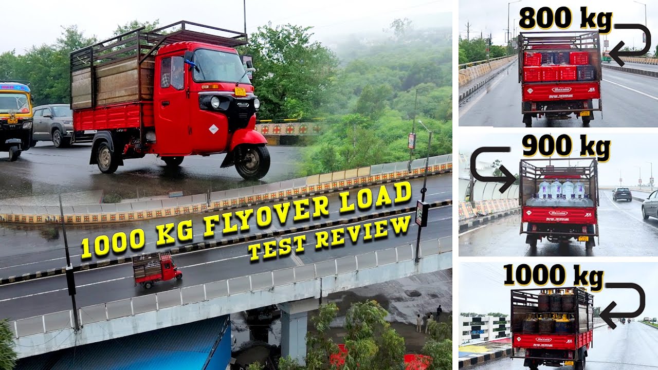 Bajaj Maxima CNG Three Wheeler 1000kg+  Load Test Review | क्या 1Ton लोड में Flyover चढ़ पायेगी ?