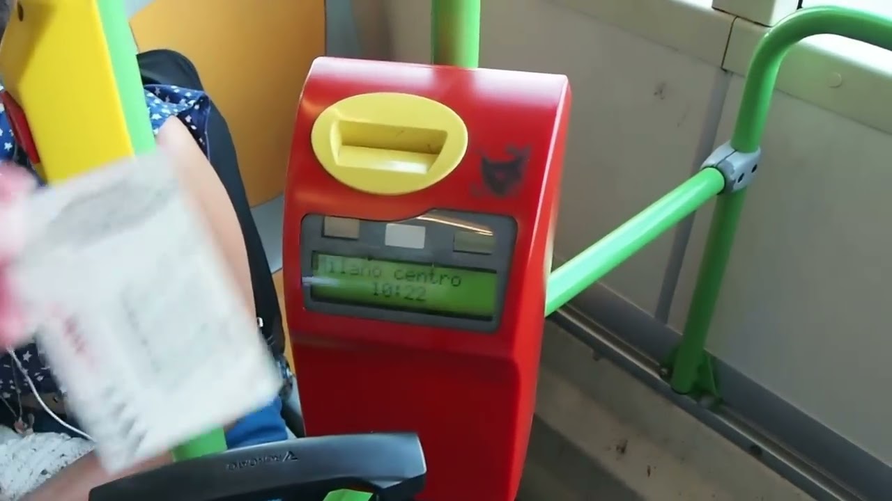 Validating my 24 hour 1-Day Urban Ticket on the X75 express bus from LIN to San Babila Square Milan