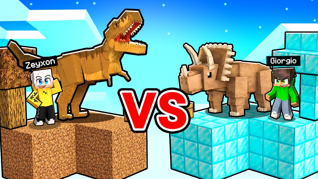 ISOLA con DINOSAURO POVERA contro ISOLA con DINOSAURO RICCA su Minecraft...
