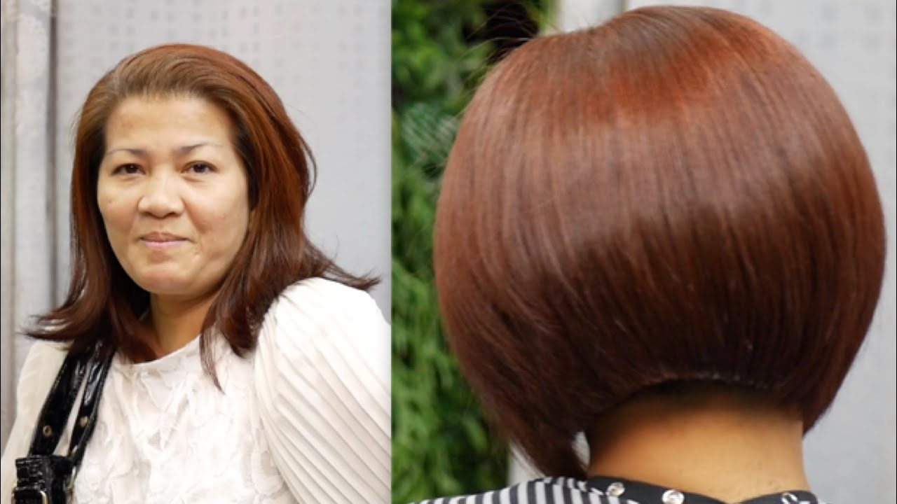 Bob haircut tutorial from big and thick hair ตัดผมบ๊อบจากผมเส้นใหญ่ และหนา