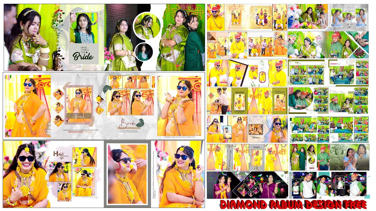 Wedding psd 12x36 free download 2025 !! Haldi MAHENDI DJ  PSD Free Download !! DIAMOND ALBUM DESIGN