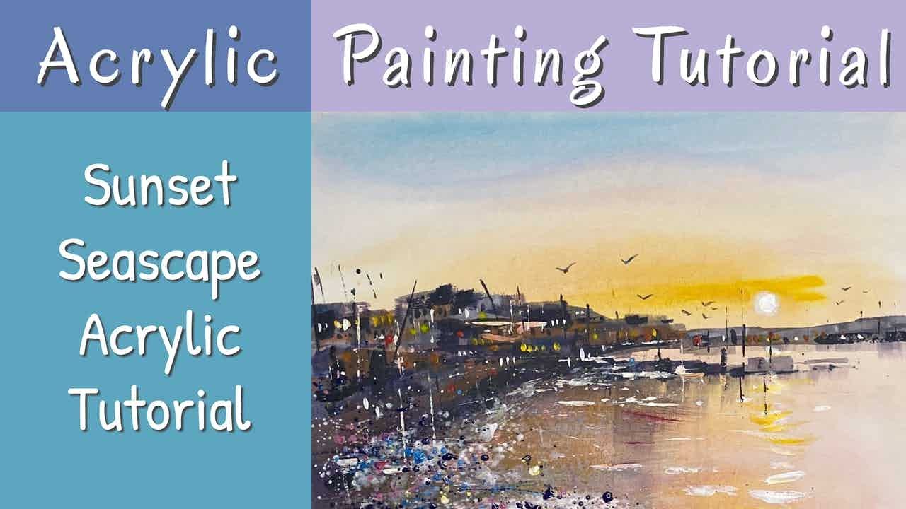 Sunset Seascape Acrylic Painting Using Just 3 Primary Colours!