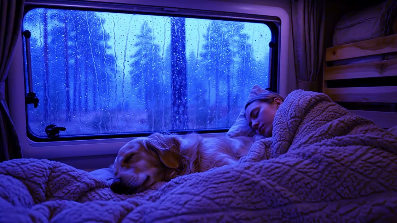 Heavy Rain and Thunder Sounds for Sleeping in a Calm Blue Night Atmosphere
