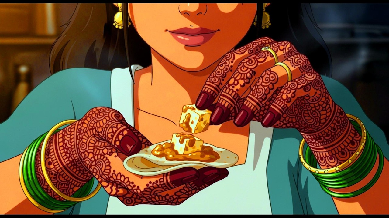 Cozy Ghibli ASMR Indian Dinner | Roti, Paneer Butter Masala, No Talking