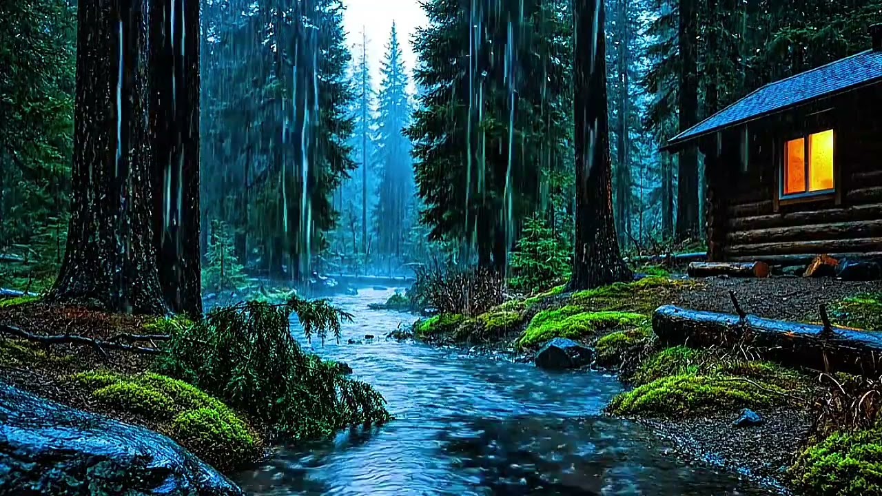 Cozy Canadian forest Rain & Soft Thunder Healing Rain Sounds for Deep Sleep and Full Relaxation
