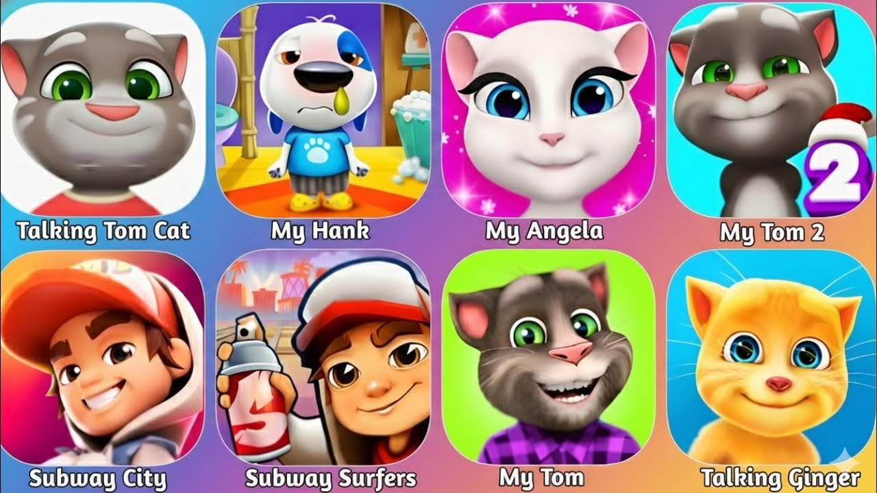 Talking Tom Cat, Tom Gold Run, Tom Angela, Talking Tom Friends 2 