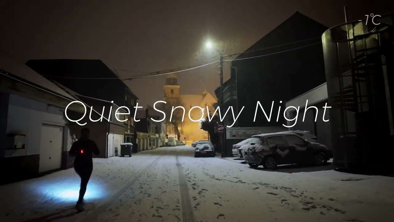Quiet Snowy Night Walk | Falling Snow, Peaceful Winter Ambience for Sleep & Relaxation 
