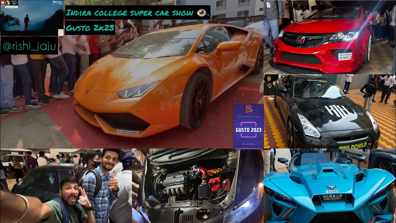 (Vlog:10) GUSTO 2k23 : INDIRA COLLEGE PUNE SUPER CAR SHOW 🔥 | Rishi Jaju | IIMP-MBA |