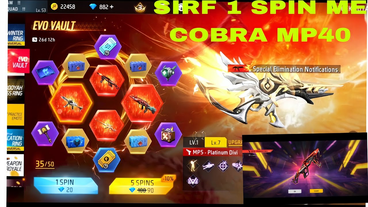 Cobra Mp40 1😱 Spin Me Nikale Jaldi Se Dekho Ye Video 😮 #freefiremax@ FREE FIRE MAX 