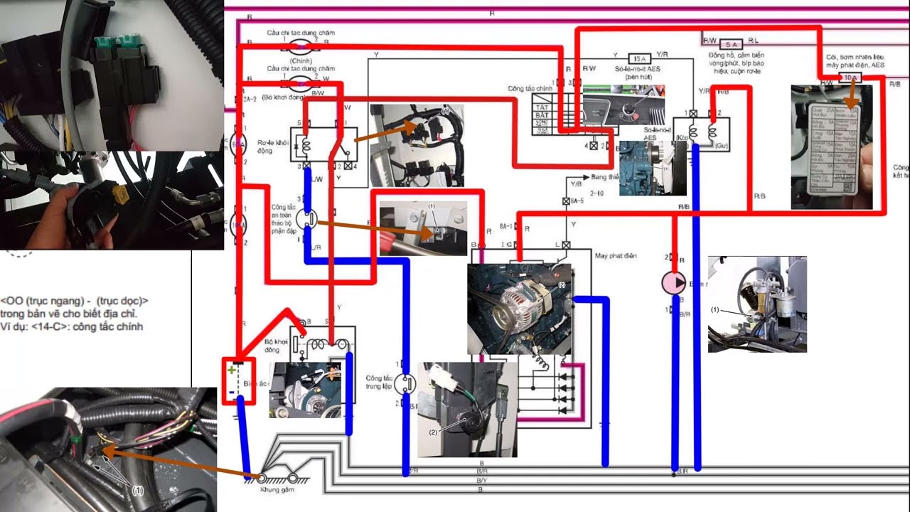 Review đường điện đề khởi động máy Gặt Kubota DC70 dễ hiểu nhất