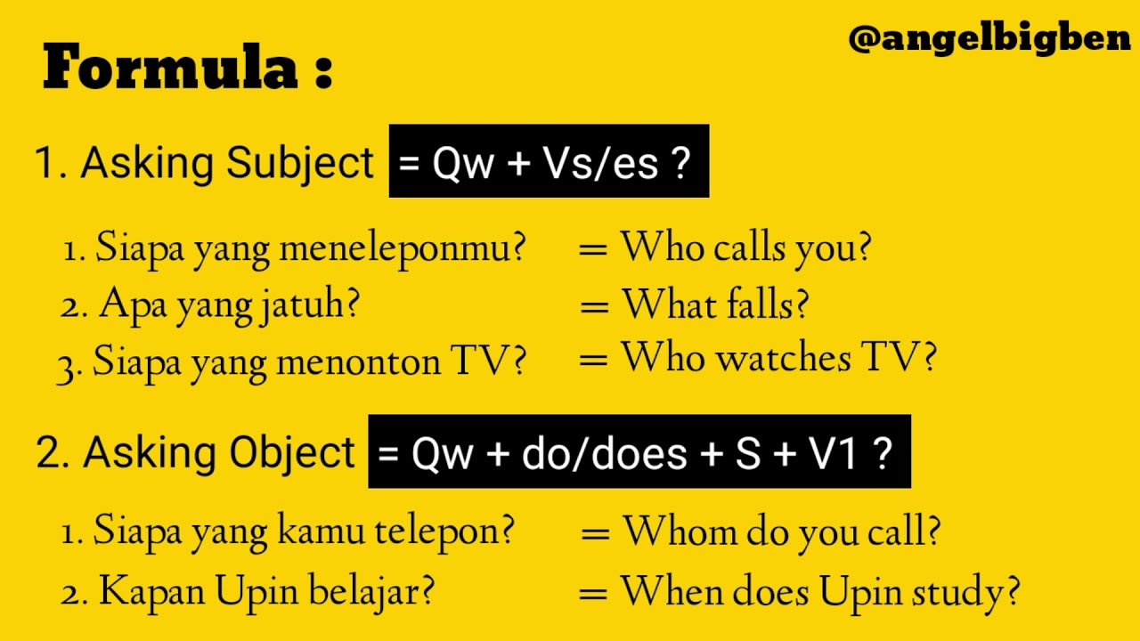 Membuat Kalimat Tanya 6W 1H dalam bahasa Inggris.