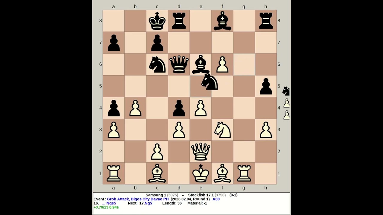 Samsung 1 vs Stockfish 17.1 | Grob Attack #chess