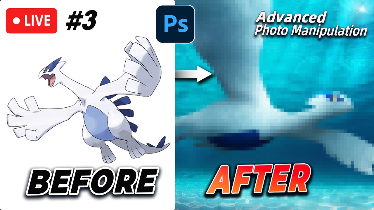 Turning Pokemon realistic in Photoshop - Lugia Part 3 (Phone Stream)