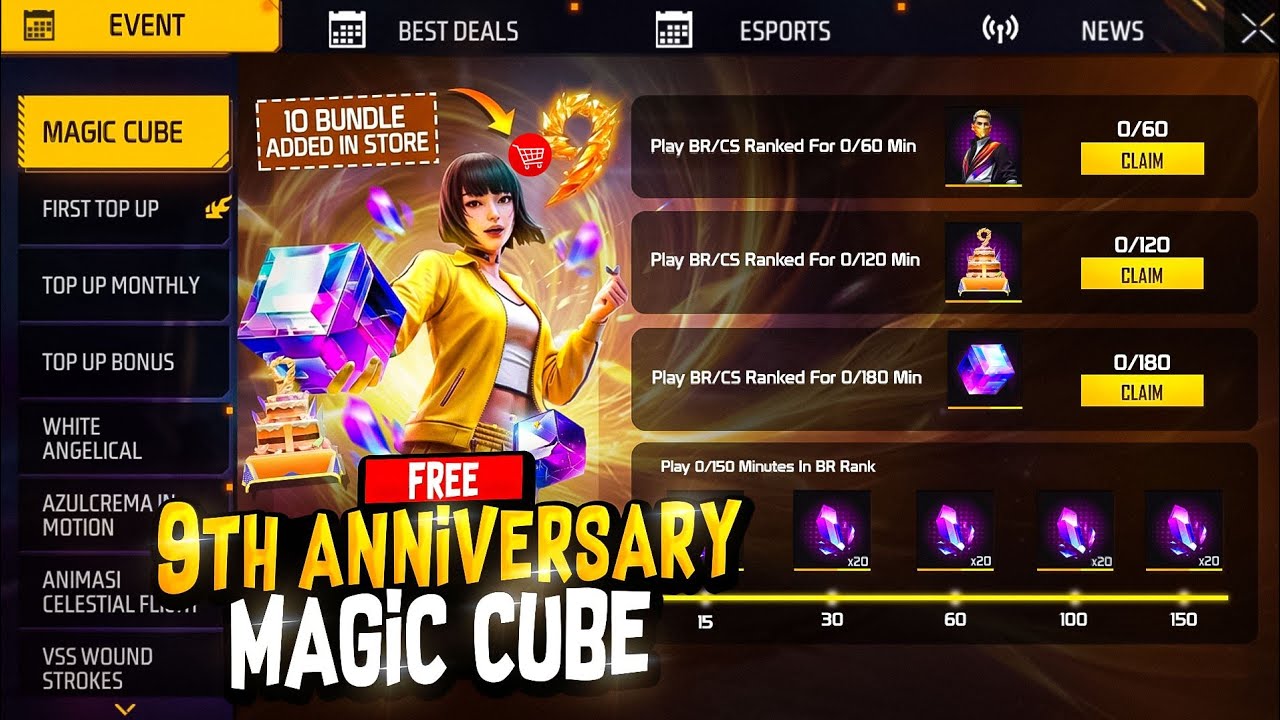 9TH ANNIV MAGIC CUBE + FREE ITEMS FREE FIRE 💥|| FREE FIRE NEW EVENT || OB54 UPDATE FREE FIRE BANGLAD