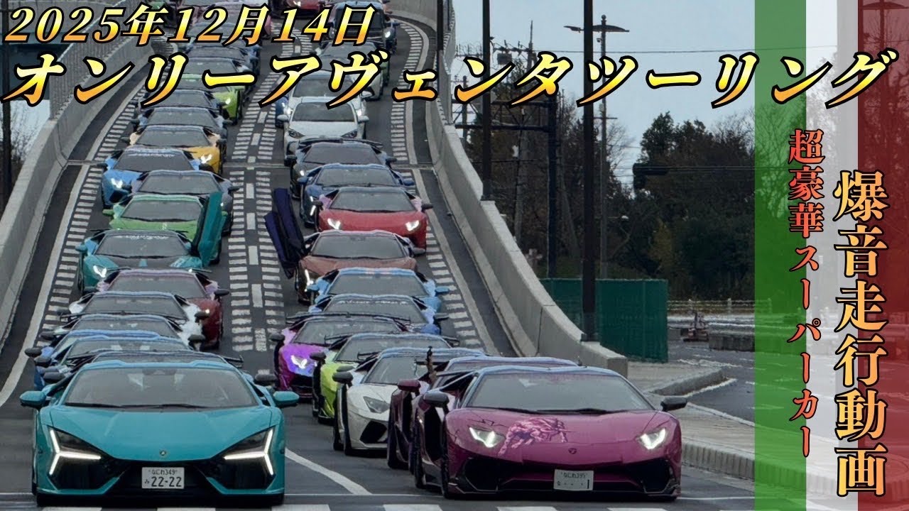 貴重映像‼️全国から70台近くの改造アヴェンタドールが集結‼️オンリーアヴェンタツーリング 圧巻の加速サウンド⚡️ #lamborghini 