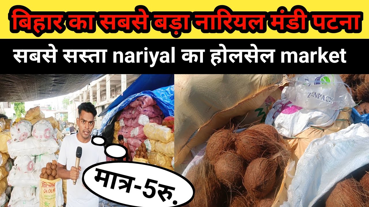 बिहार का सबसे बड़ा नारियल मंडी पटना || सबसे सस्ता nariyal का होलसेल market #mandi #nariyal