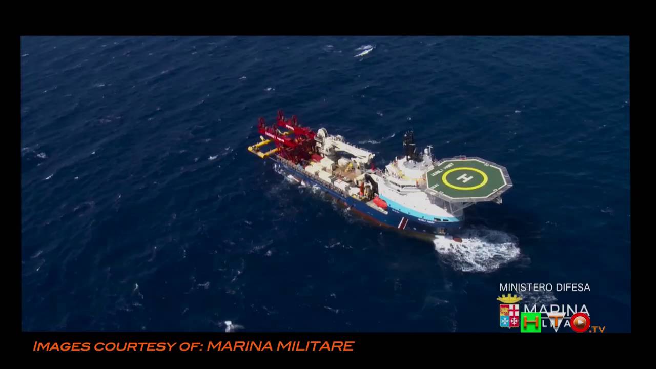 MARINA MILITARE: Recupero relitto peschereccio inabissato il 18 Aprile 2015 - www.HTO.tv
