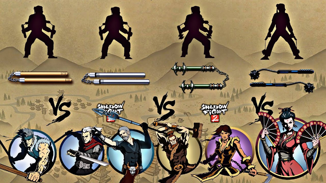 Shadow Fight 2 | Only Nunchacku vs Widow and Bodyguards