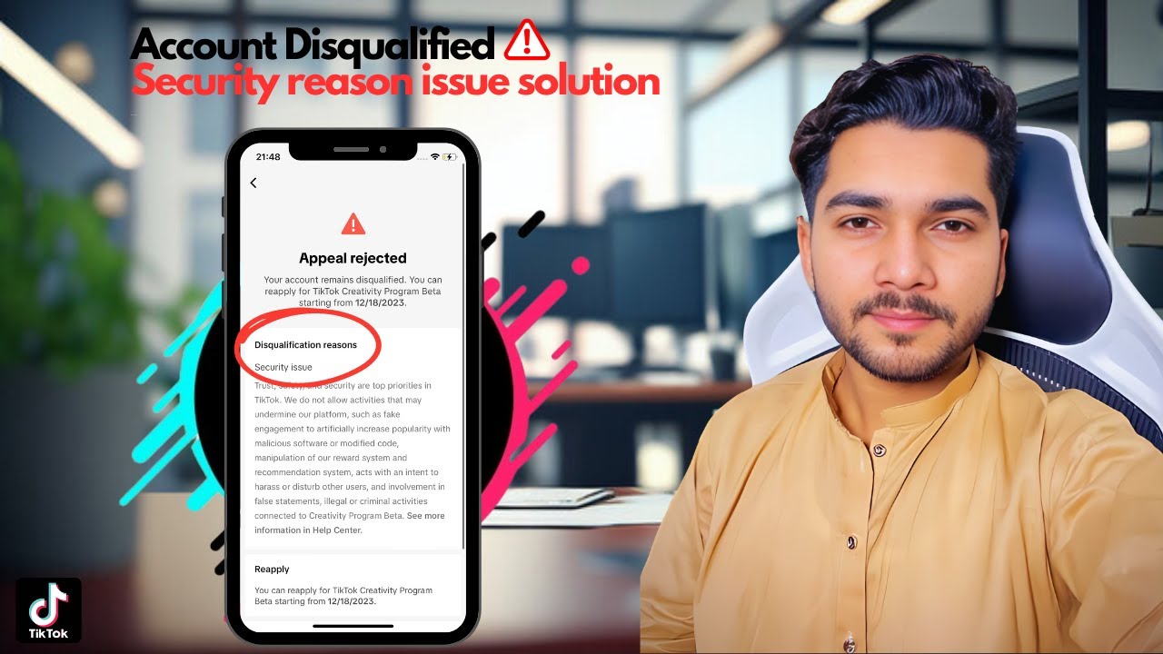 TikTok account disqualified because of security reasons solution and how to avoid security reasons