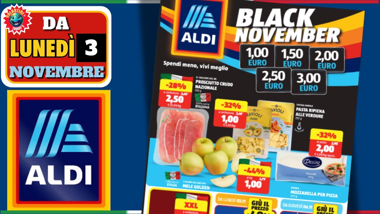 Volantino ALDI dal 3 novembre #anteprima 💥 Black November Sconti fino al 50 % 🟩⬜️🟥 Offerte e Promo