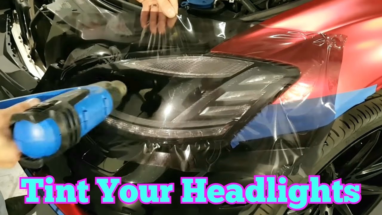 How to tint headlights. Tinting headlights with air release vinyl. By @ckwraps