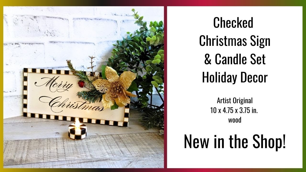 Checked Christmas Decor Sign & Candle Mackenzie Inspired Buffalo Check Christmas Ornaments
