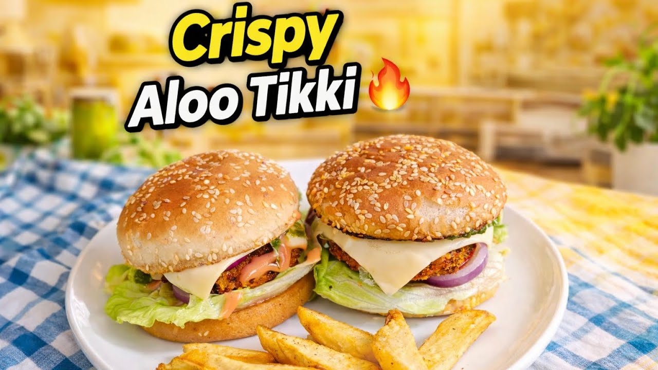 “How to Make Veg Aloo Tikki Burger at Home | Better Than Outside 🍔”