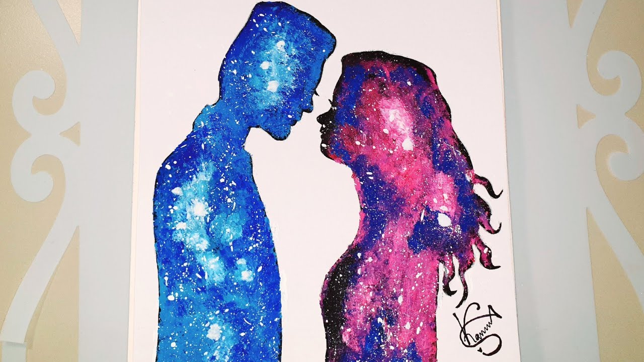 Galaxy Couple || Galaxy girl  Galaxy Boy || Acrylic Painting ||Galaxy Painting Ideas ||Easy Painting