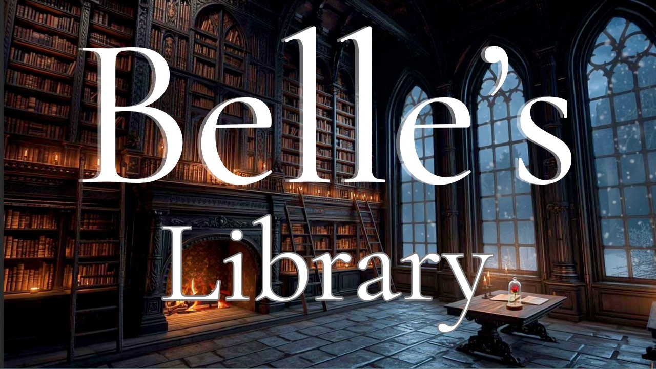 ❄️ Enchanted Library Snowstorm ❄️ Cozy Fireplace Ambience | Beauty & the Beast Inspired
