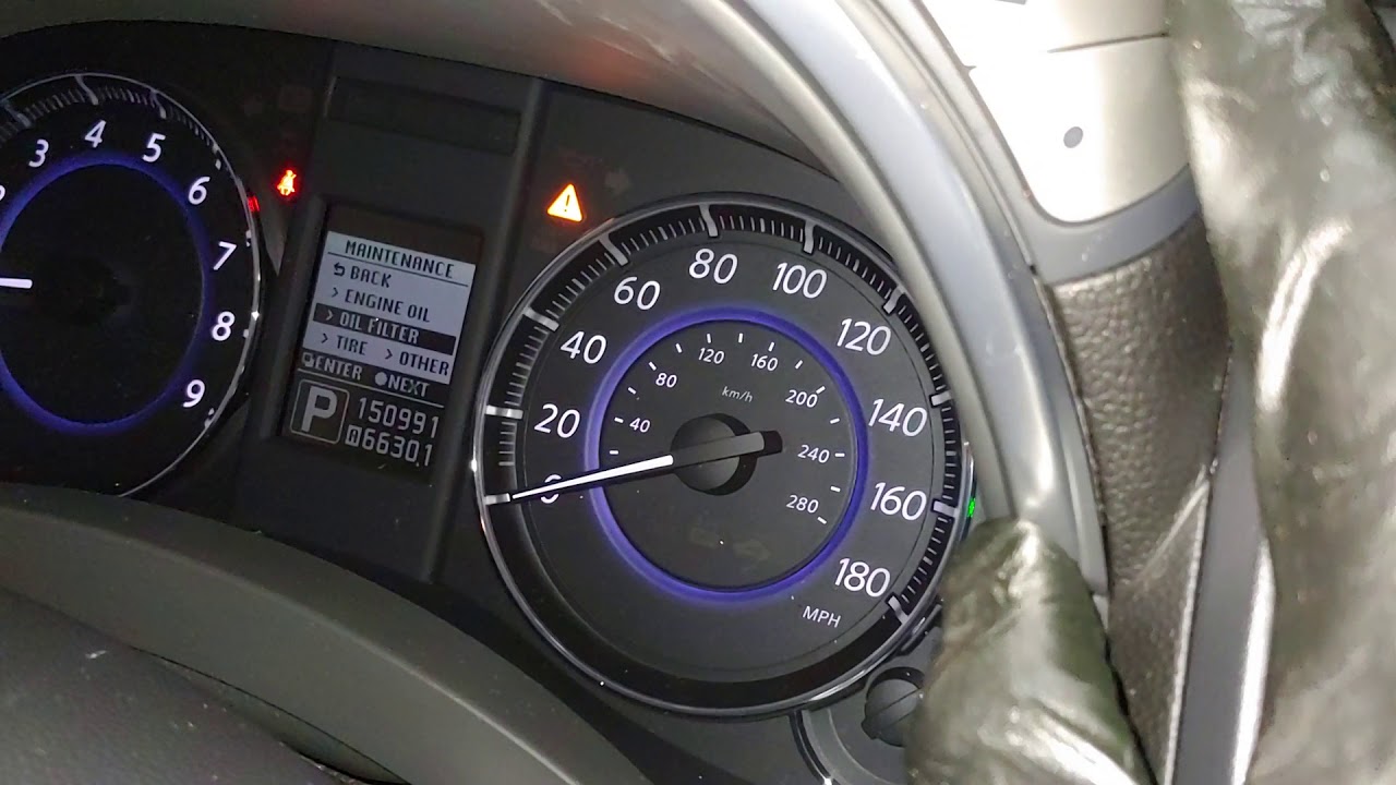 Как сбросить индикатор замены масла на Infiniti FX35 2009 2010 2011 2012
