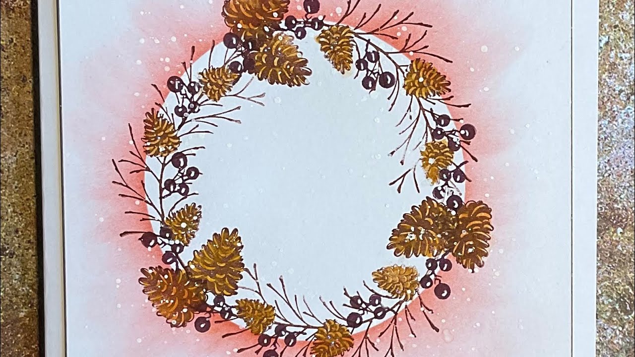Fir Cone Wreath Card by Jo Rice #laviniastamps
