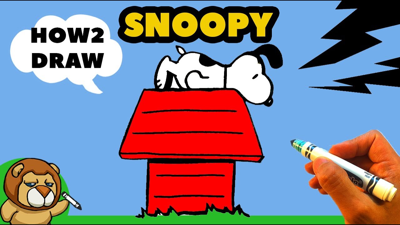 How to Draw Snoopy - On House- Peanuts Drawing - Easy Beginners